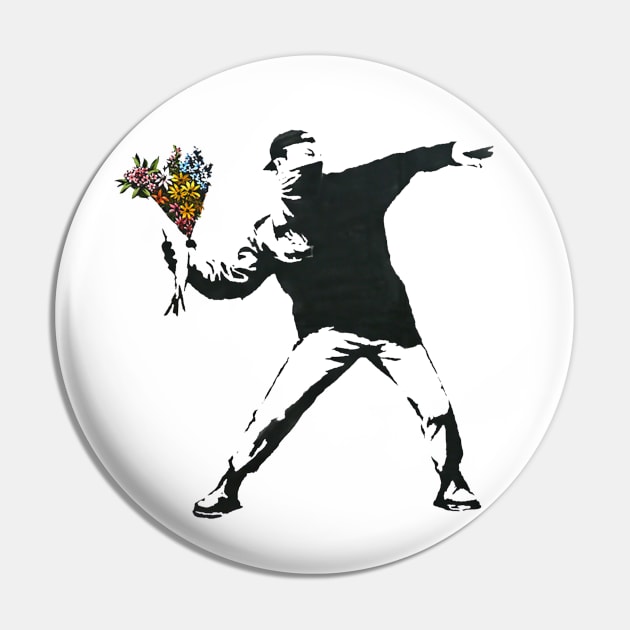 Banksy Flower Thrower Rage Pin by foozler