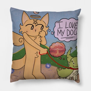 I Love My Dog Furry Kitty Pillow