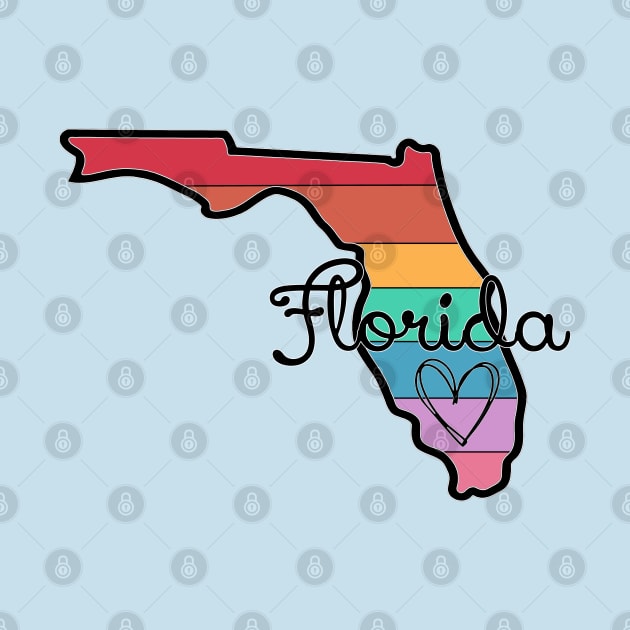 Florida Rainbow Sunshine State Outline Love by Timeforplay