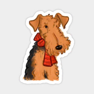 Cute Airedale Terrier Drawing Magnet