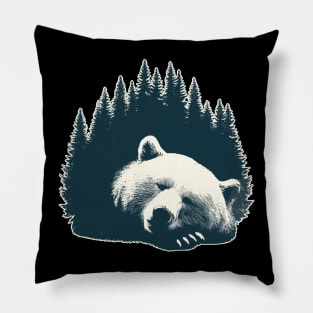 Retro Sleeping Grizzly Bear Pillow