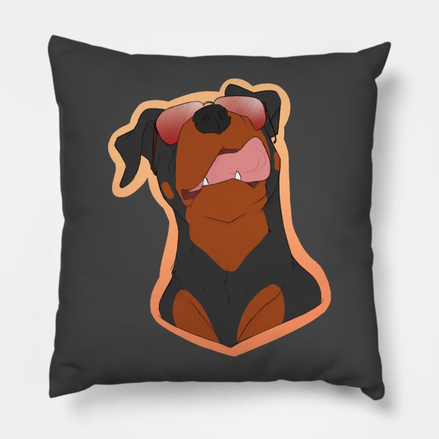 Rottie with Shades Pillow by leilarii