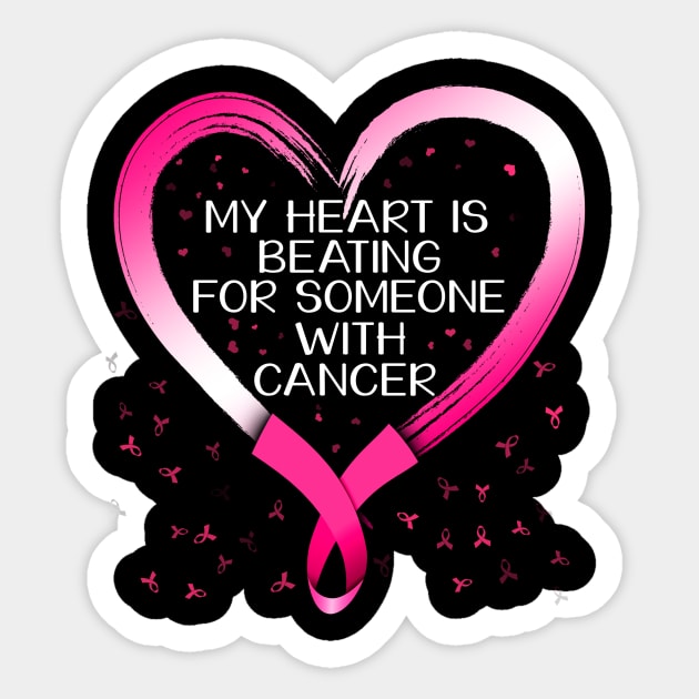 Breast Cancer Awareness Pink Heart Ribbon' Sticker