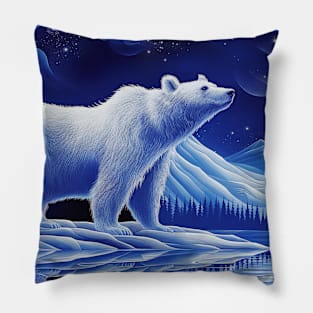 Polar Bear Blue Pillow