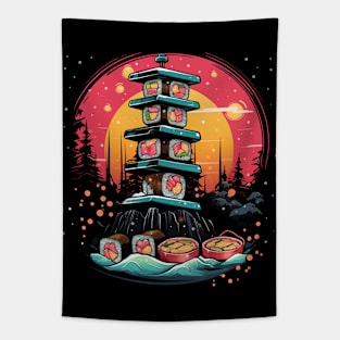 Sushi Christmas Tower Tapestry