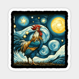 Chicken Starry Night Fashion, Tee Talk Triumph for Chicken Lovers Magnet