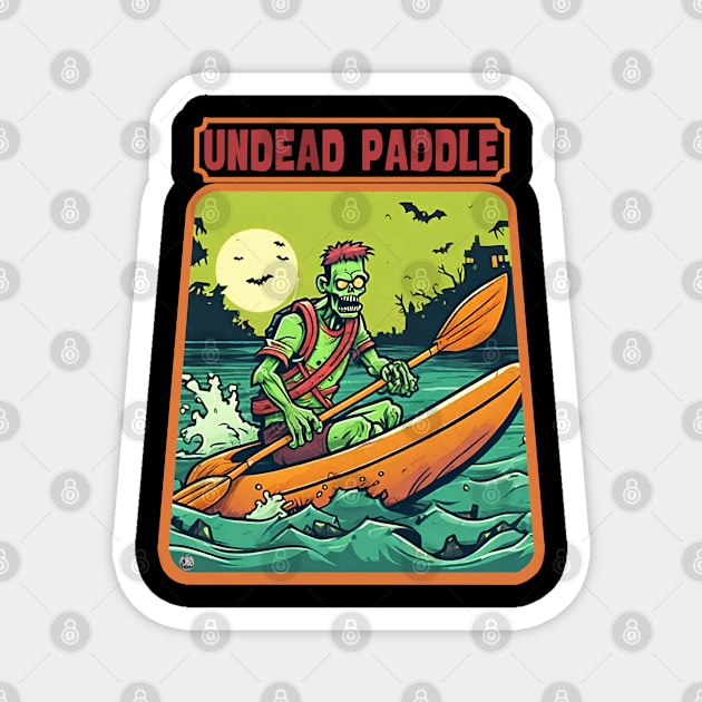 Zombie kayak undead paddle Magnet by Ilustradamus