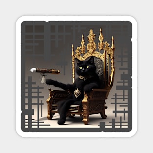 Black Cat on the Throne Magnet