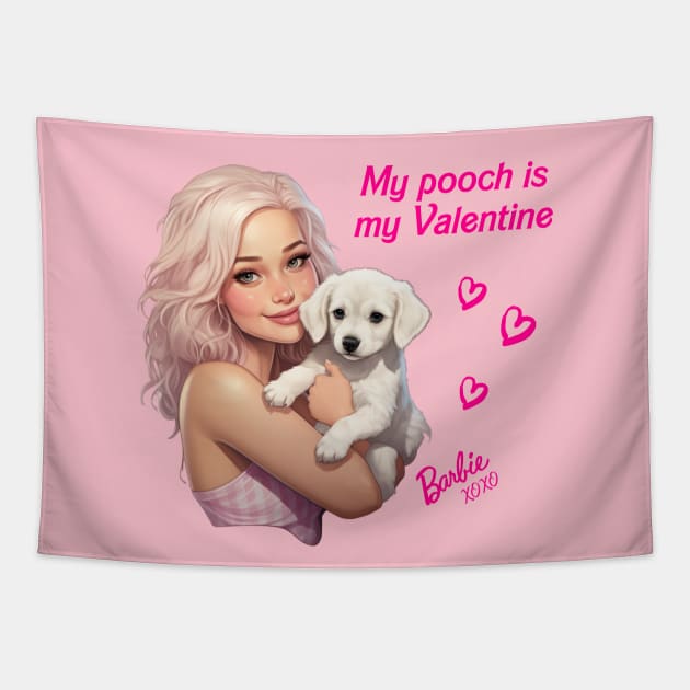 My pooch is my Valentine - Barbie Tapestry by Violet77 Studio