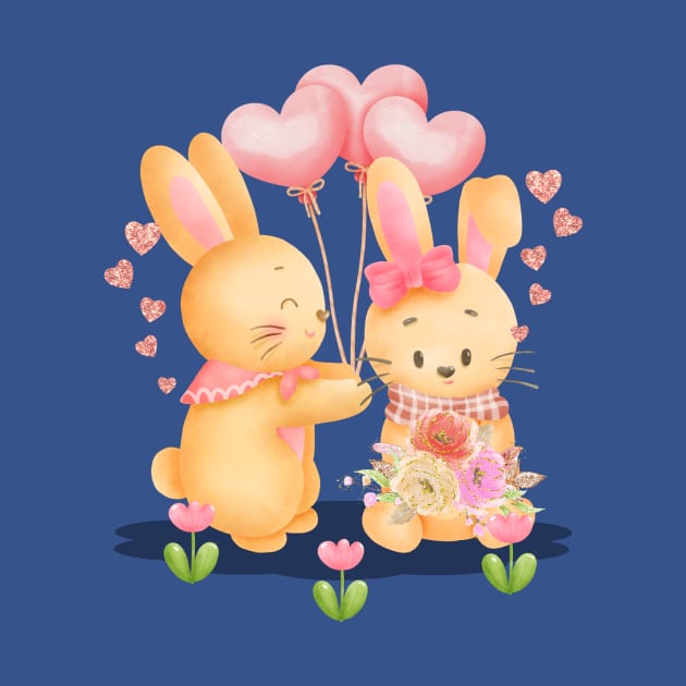 Romantic Bunny Couple by Athikan