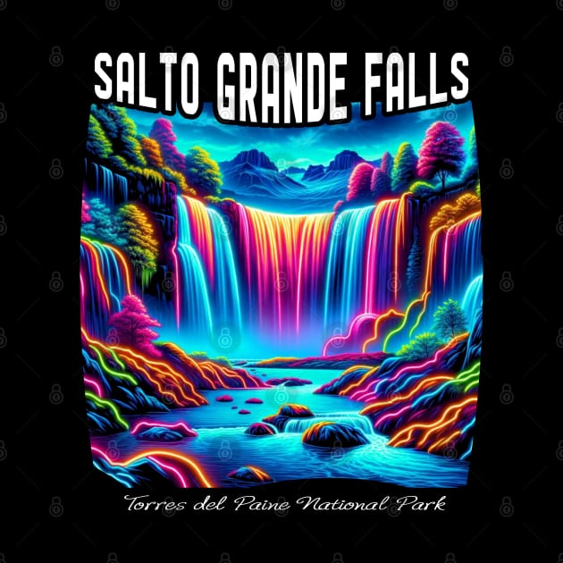 Chilean Torres Del Paine Salto Grande Falls Neon Glow by Sambastyles