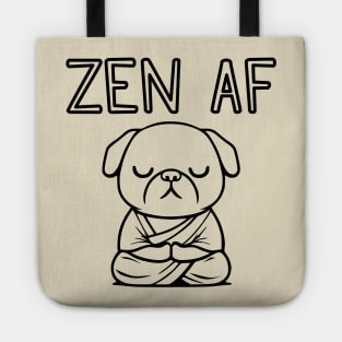 Cute Zen AF Meditating Cartoon Monk Pug Dog (outlines) Tote