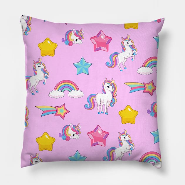 Funny Unicorns Pattern for Kids Christmas or Birthday gift idea Pillow by AS Shirts