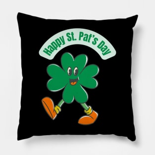 Happy Walking Four Leaf Clover Pillow