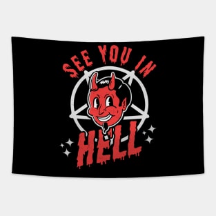 See You In Hell - Gothic Halloween Satan Tapestry