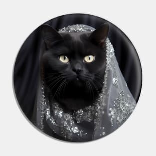 Elegant Black British Shorthair Cat Pin