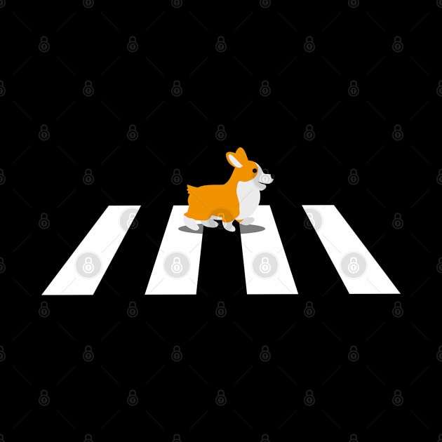 Dog Corgi walk over Crosswalk by HappyGiftArt