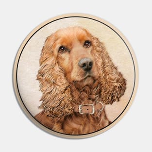 English Cocker Spaniel Painting - Cute Original Dog Art Pin