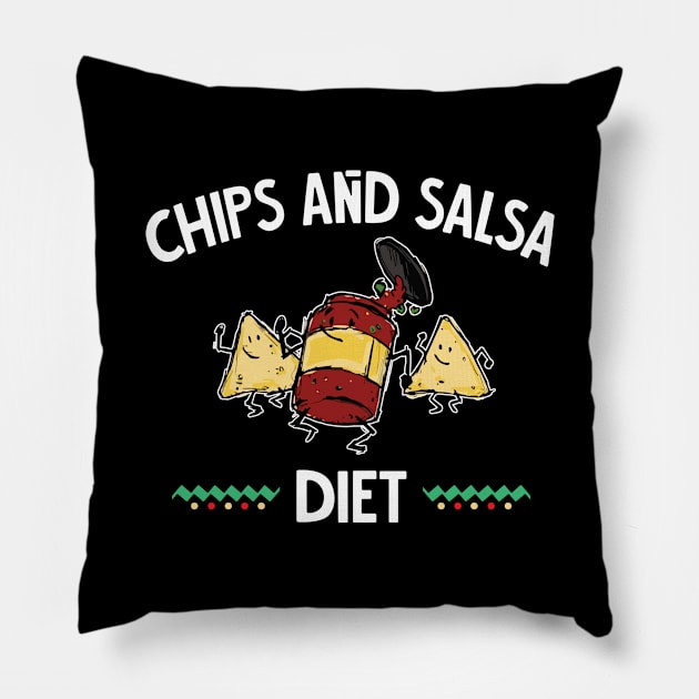 Chips and Salsa Diet Funny Food Lover Gift Pillow by Zone32