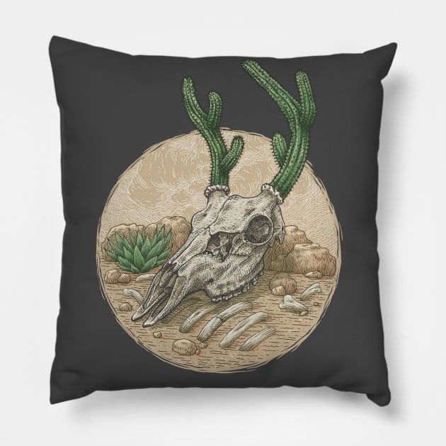 Deer Cactus Pillow by Kelelowor