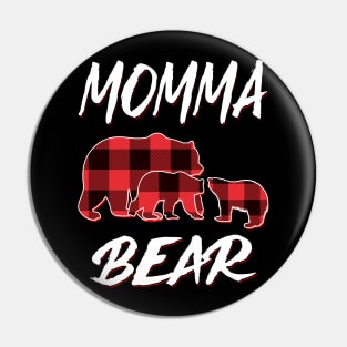 Momma Bear Red Plaid Christmas Pajama Matching Family Gift Pin