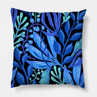 Blue floral leaf pattern themed Pillow