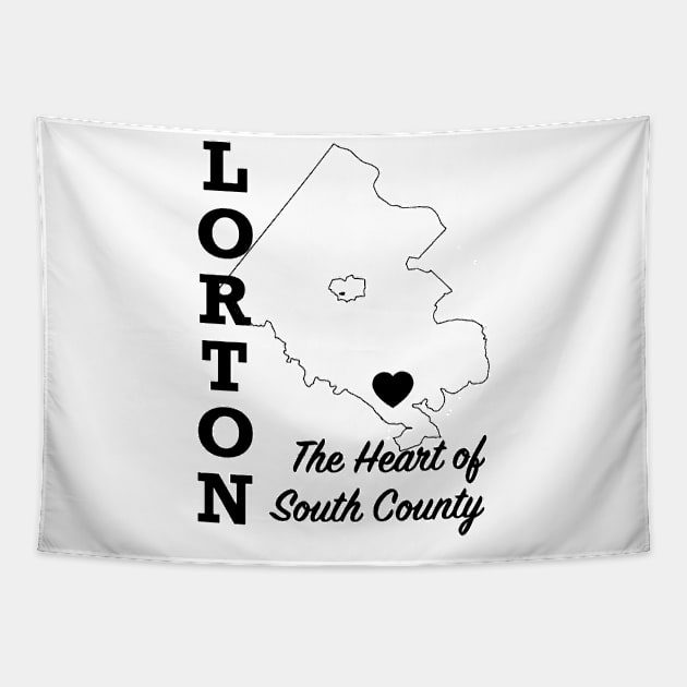 Lorton, Heart on the Map - Black Tapestry by Swift Art