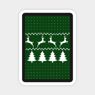 Green and white christmas tree and deer Magnet