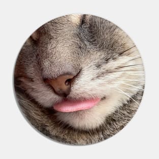 Grey Cat Tongue Blep (gifts) Pin