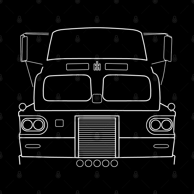 International Harvester Sightliner classic truck white outline graphic by soitwouldseem