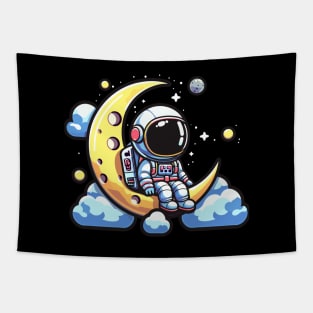 Cute astronaut on the moon Tapestry