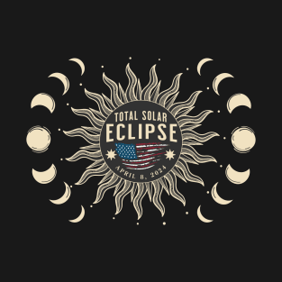 Total Solar Eclipse USA Flag April 2024 T-Shirt