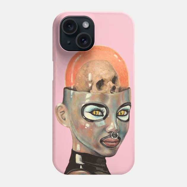 Future Girl | Skull Brain | Candy Girl Surreal Pop Art | Steam Punk  Original Surreal Painting By Tyler Tilley Phone Case by Tiger Picasso