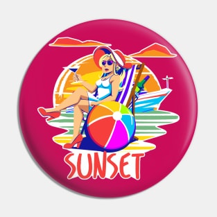 Sunset Lady Pin