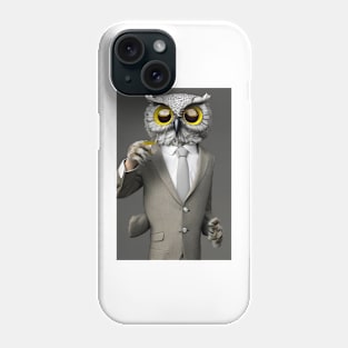 Cute Little Big Eyed Buissness Suit Wearing Owl Emoji Phone Case