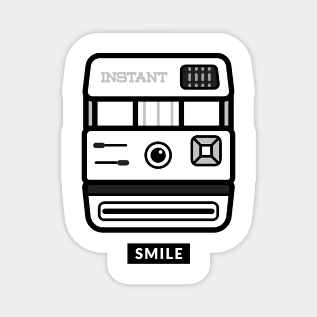 Smile Black and White Instant Retro Camera Magnet by FreshTeeShop