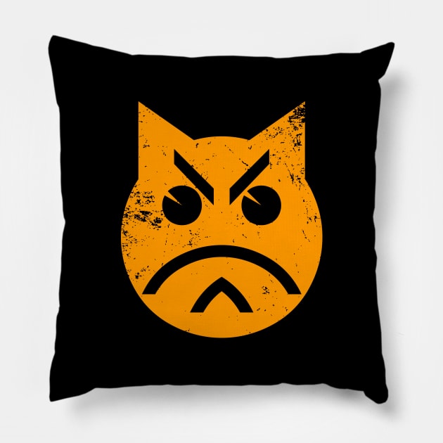 Pouting Grunge Cat Emoji Pillow by tinybiscuits