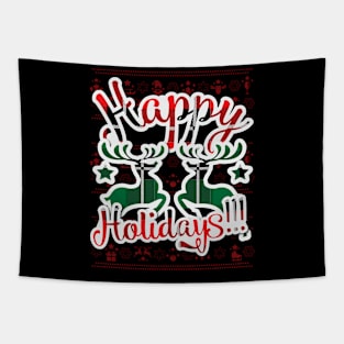 Happy Holidays Deer Tapestry