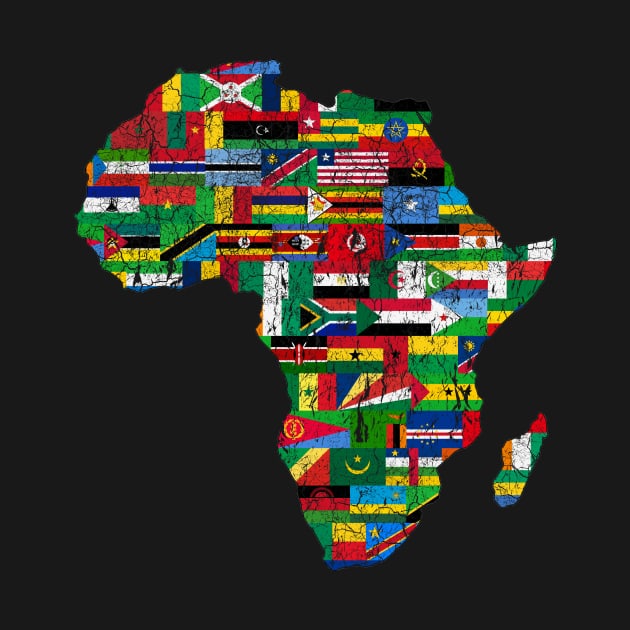 Vintage Africa Map with Flags by vladocar