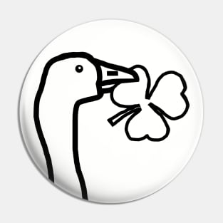 Portrait of a Goose Stealing a Shamrock Outline Pin