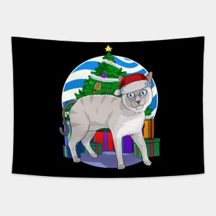 Siamese Cat Santa Christmas Gift Tapestry