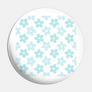 White Blue Daisy Flowers Retro Pattern Pin