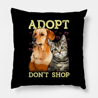 Adopt Don't Shop Cute Cat & Dog Rescue Adoption Pillow