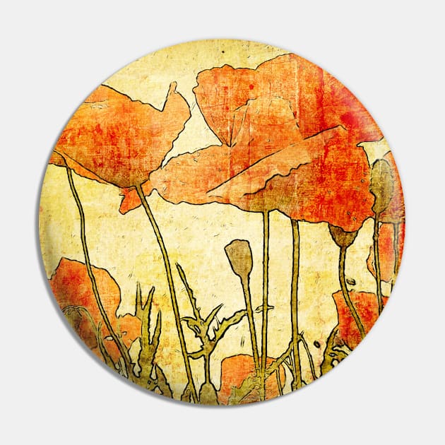 Bright poppy Pin by CatCoconut-Art