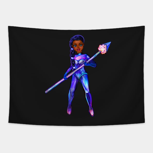 Black anime girl from outer space  ! beautiful  black girl with Braided hair, blue eyes, Cherry pink lips and dark brown skin. Hair love ! Tapestry by Artonmytee