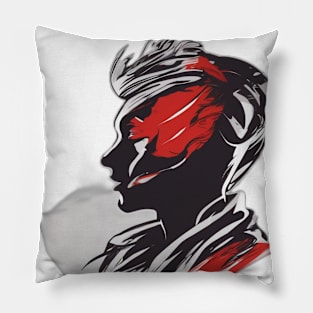 Red and Black Abstract Female Silhouette Artwork No. 598 Pillow