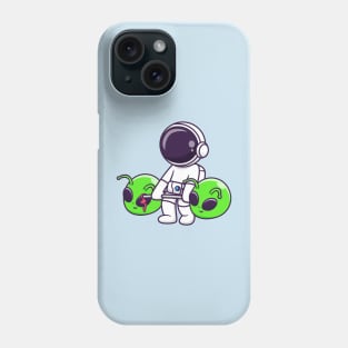 Cute Astronaut Lifting Alien Head Barbell Cartoon Phone Case