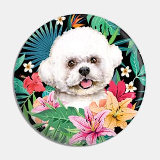 Tropical Bichon Frise Dog Pin