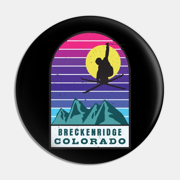 Ski Breckenridge Colorado Retro Sunset Pin by JordanHolmes