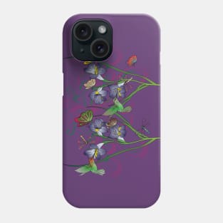 Flowers with Hummingbirds Phone Case